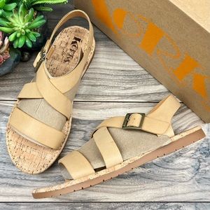 NIB Korks By Kork Ease Justicia Strappy Flat Sandal Natural PU